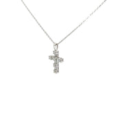 14k White Gold .40ct G VS2 Baguette and Round total weight of  Diamond Cross Pendant